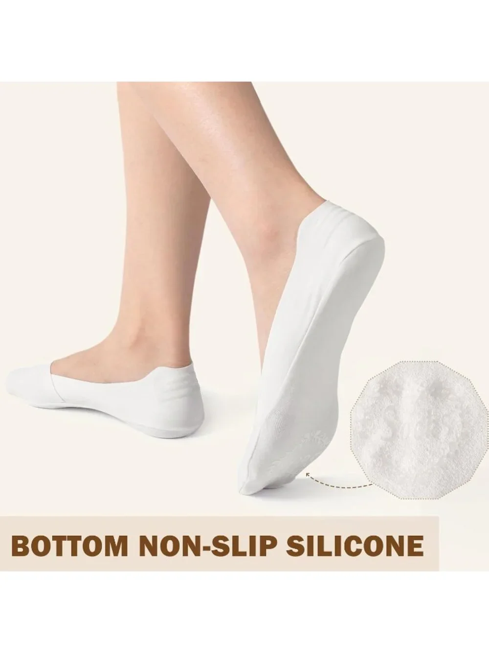 🧦Women's All White No Show Socks 6 Pairs Non Slip Low Cut Invisible Liner